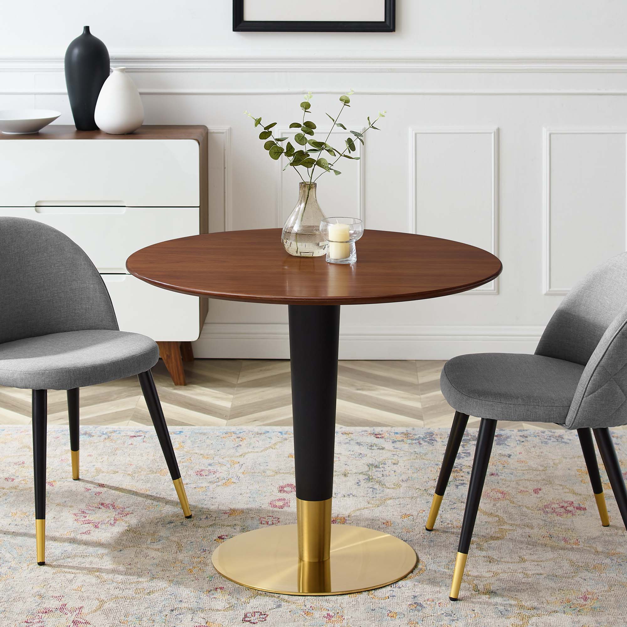 Zinque 36" Dining Table in Gold Walnut - Image 2