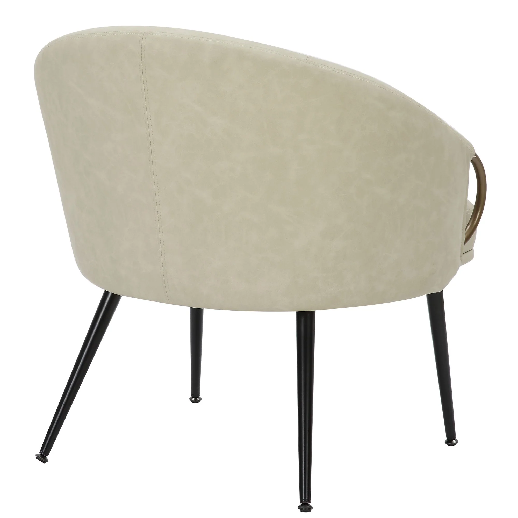 Zita Accent Chair in Vintage Ivory Faux Leather and Black and Aged Gold - Image 3