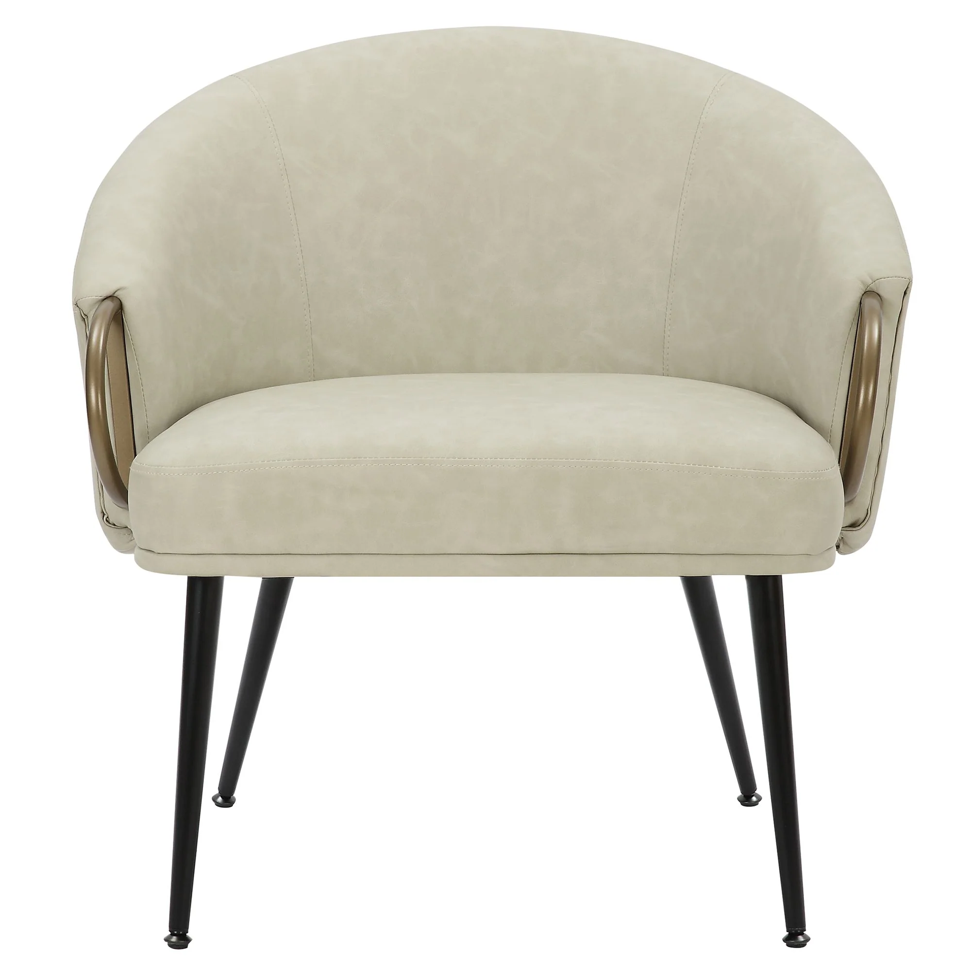 Zita Accent Chair in Vintage Ivory Faux Leather and Black and Aged Gold - Image 5