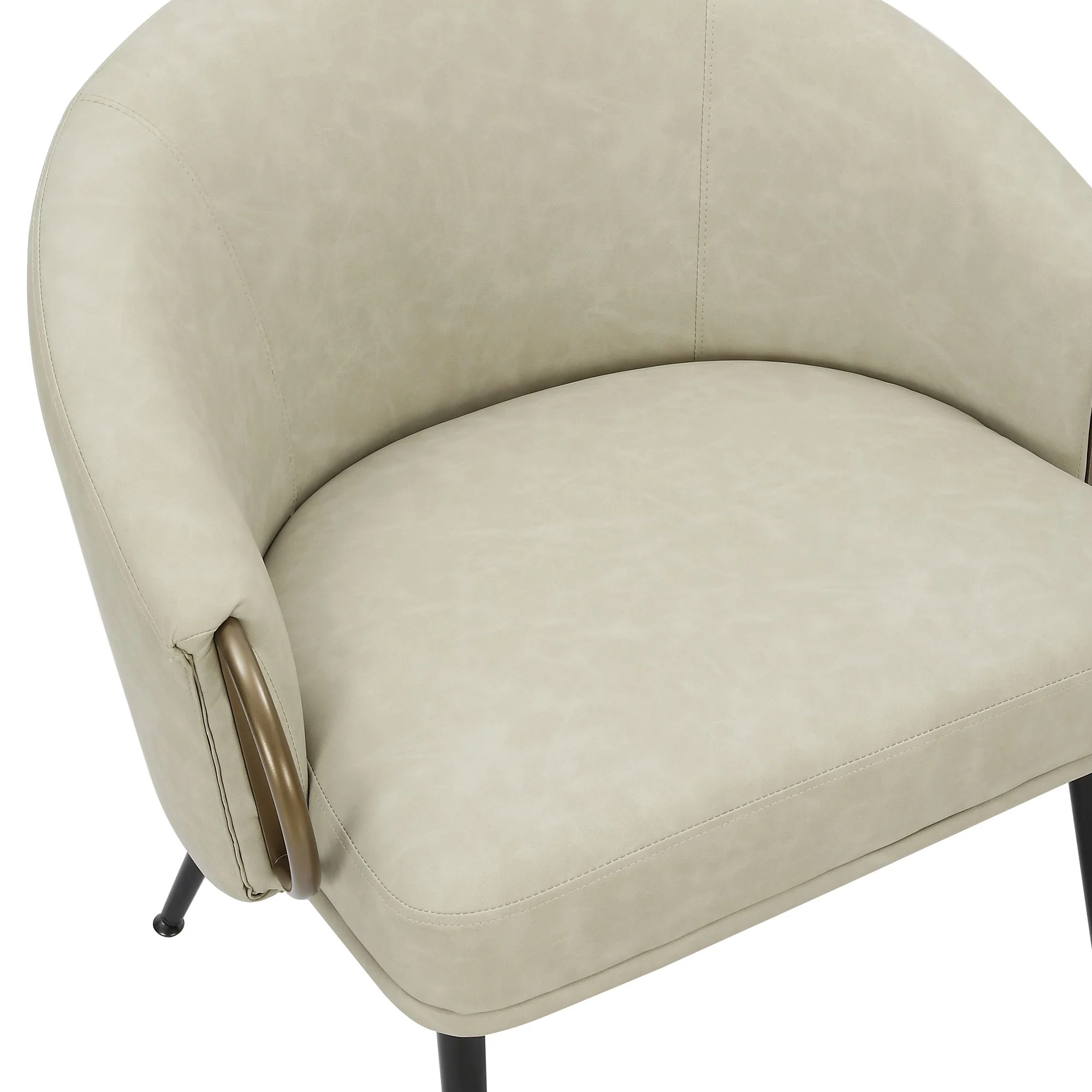 Zita Accent Chair in Vintage Ivory Faux Leather and Black and Aged Gold - Image 6