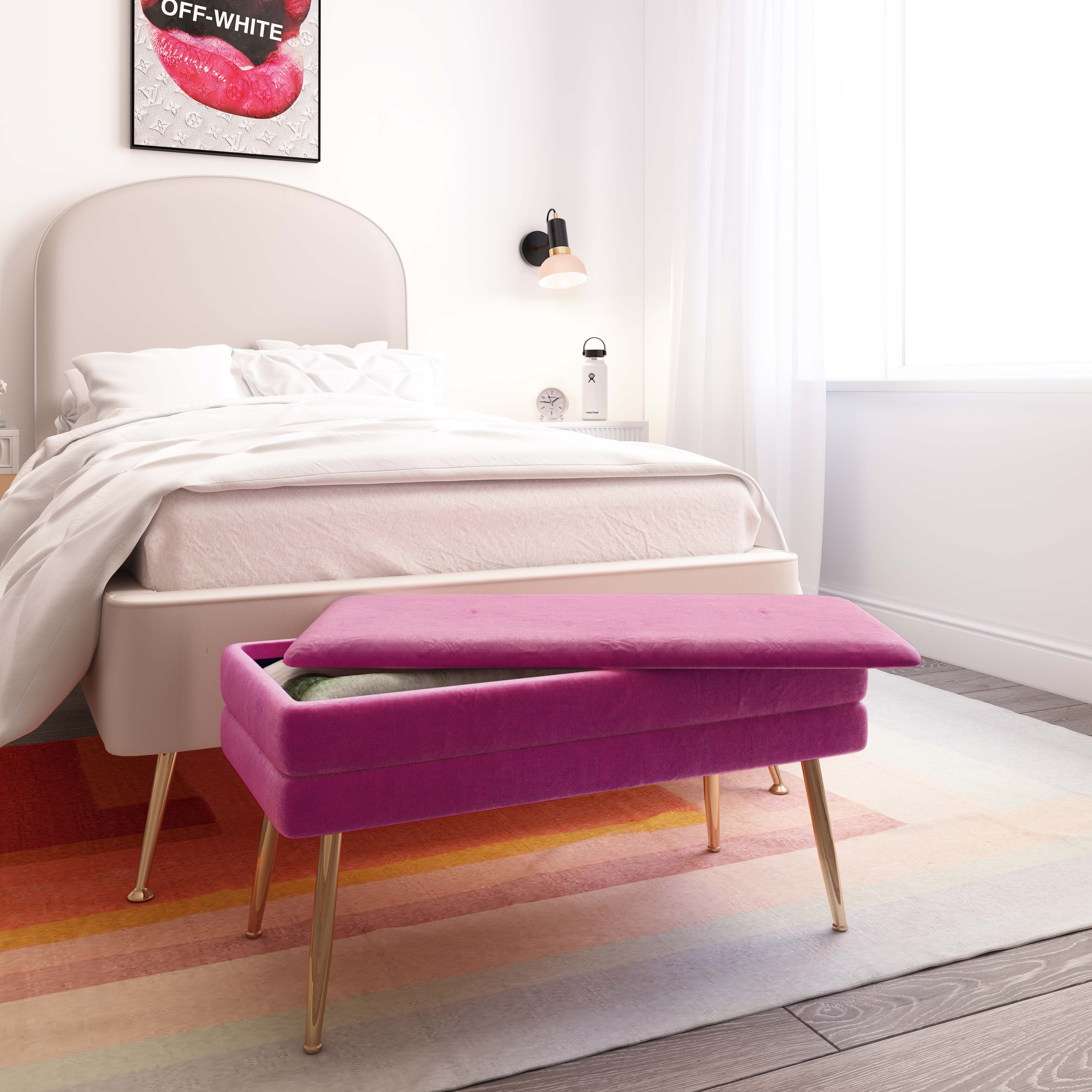 Ziva 31" Velvet Storage Bench - Image 2