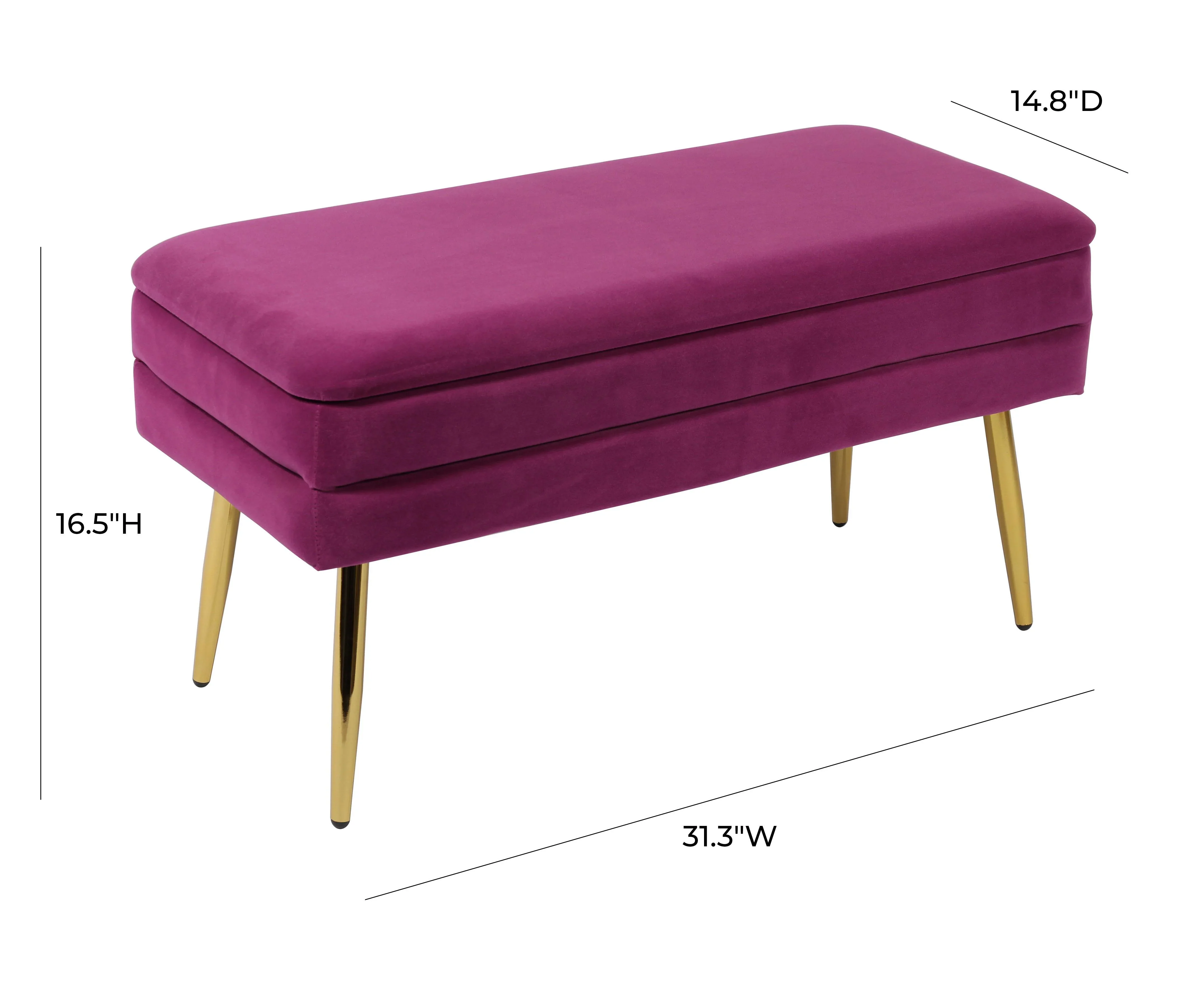 Ziva 31" Velvet Storage Bench - Image 6