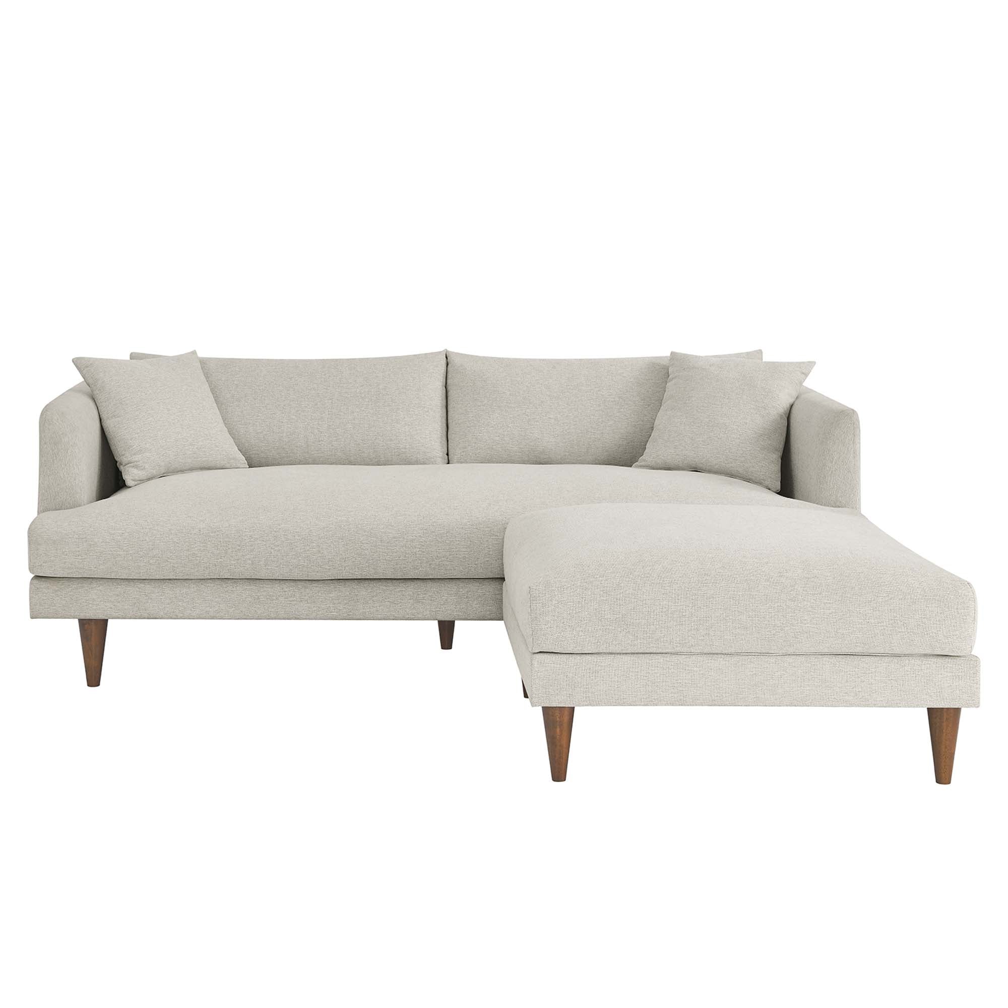 Zoya Down Filled Overstuffed Sofa and Ottoman Set in Heathered Weave Ivory - Image 4