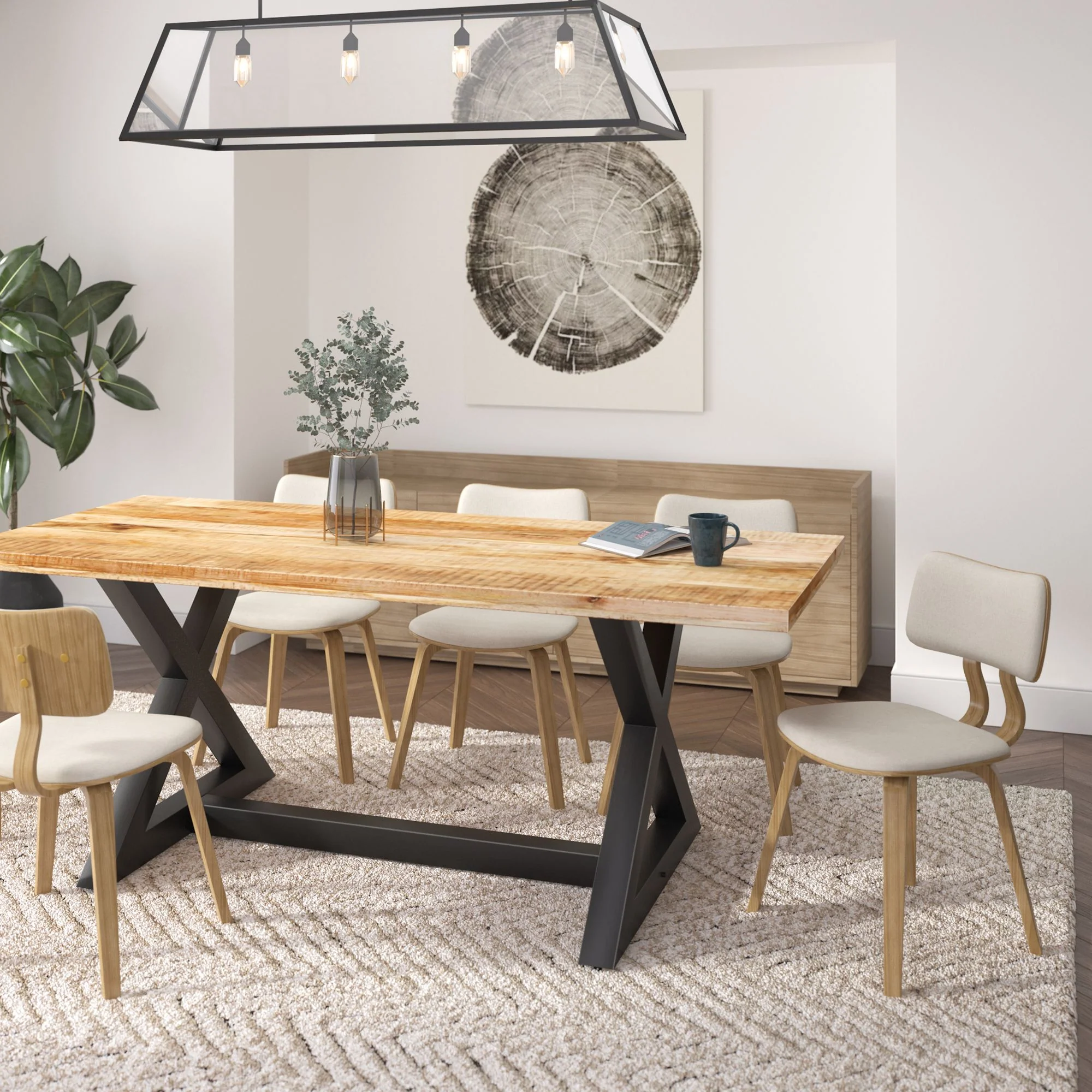 Zuni Dining Chair in Beige Fabric and Natural - Image 2